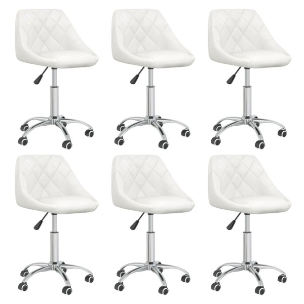 Sillas de comedor giratorias 6 uds cuero sintético blanco Sillas de comedor giratorias 6 uds cuero sintético blanco