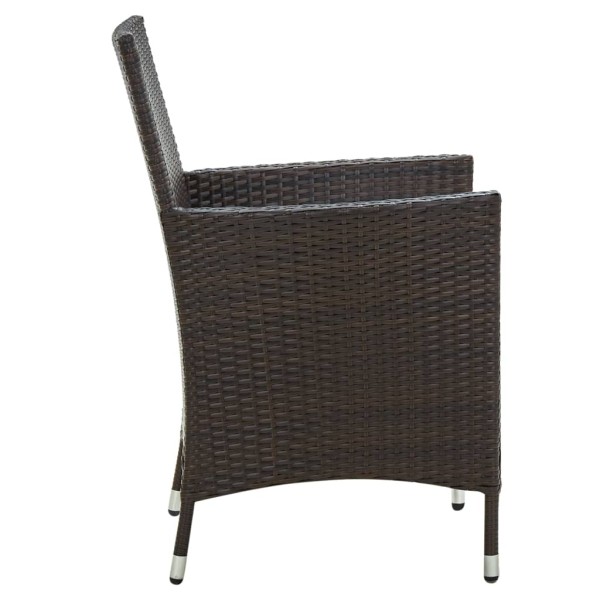Juego de comedor de jardín 3 piezas ratán sintético marrón Juego de comedor de jardín 3 piezas ratán sintético marrón