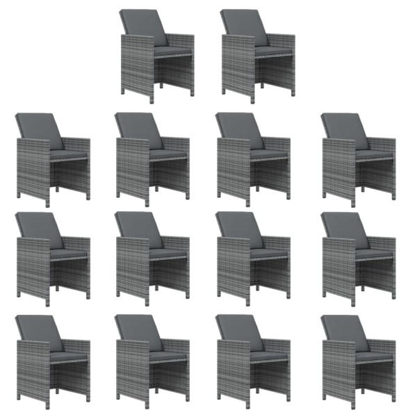 Set comedor jardín 15 pzas y cojines ratán sintético gris Set comedor jardín 15 pzas y cojines ratán sintético gris