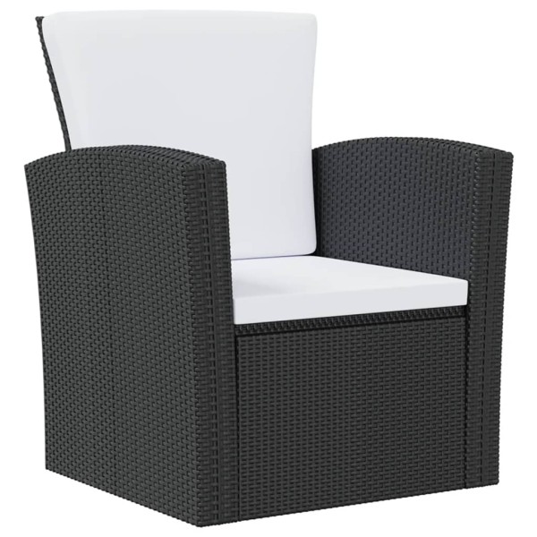 Set muebles de jardín 16 piezas y cojines ratán sintético negro Set muebles de jardín 16 piezas y cojines ratán sintético negro
