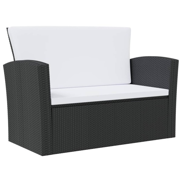 Set muebles de jardín 16 piezas y cojines ratán sintético negro Set muebles de jardín 16 piezas y cojines ratán sintético negro