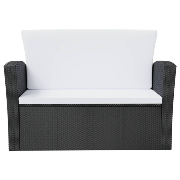 Set muebles de jardín 16 piezas y cojines ratán sintético negro Set muebles de jardín 16 piezas y cojines ratán sintético negro