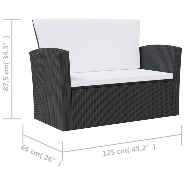 Set muebles de jardín 16 piezas y cojines ratán sintético negro Set muebles de jardín 16 piezas y cojines ratán sintético negro