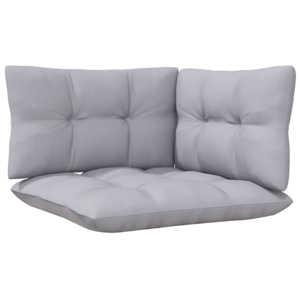 Juego de muebles de jardín 7 pzas y cojines madera de pino gris Juego de muebles de jardín 7 pzas y cojines madera de pino gris