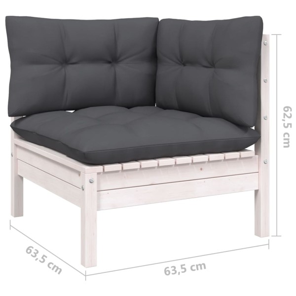 Muebles de jardín 7 pzas con cojines madera maciza de pino Muebles de jardín 7 pzas con cojines madera maciza de pino