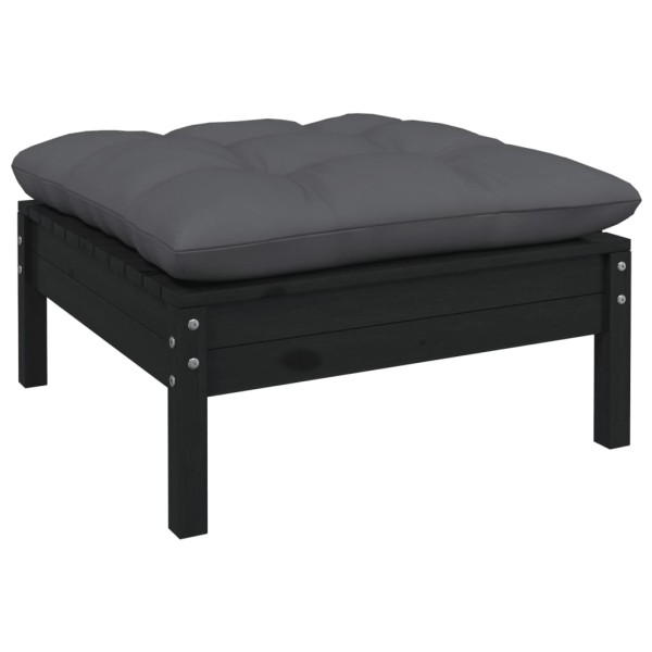 Muebles de jardín 13 pzas con cojines negro madera de pino Muebles de jardín 13 pzas con cojines negro madera de pino