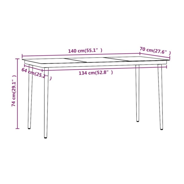 Juego de comedor de jardín 7 piezas con cojines beige y negro