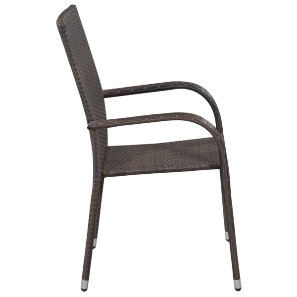 Juego de comedor de jardín 3 piezas marrón y negro