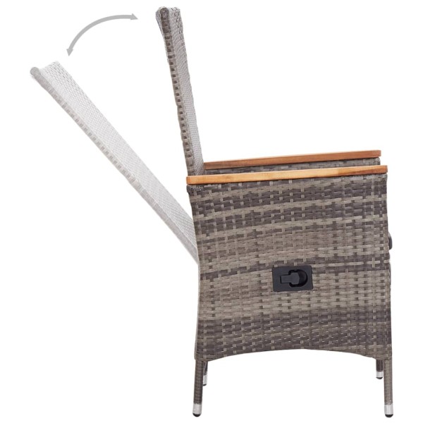 Juego de comedor de jardín 5 piezas con cojines gris Juego de comedor de jardín 5 piezas con cojines gris