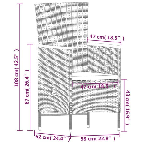 Juego de comedor de jardín 9 pzas con cojines gris Juego de comedor de jardín 9 pzas con cojines gris