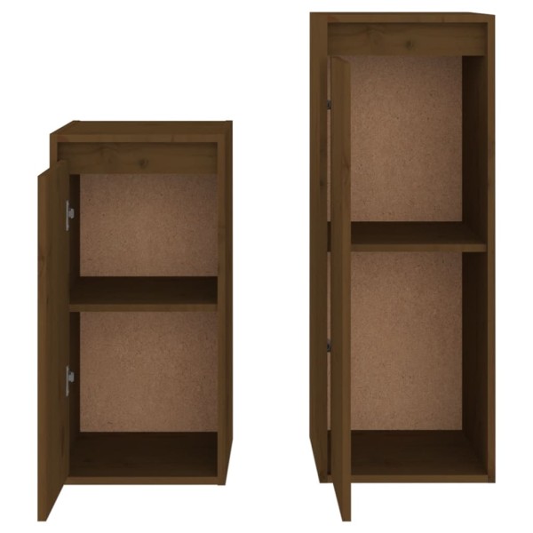 Muebles para TV 2 piezas madera maciza de pino marrón miel Muebles para TV 2 piezas madera maciza de pino marrón miel