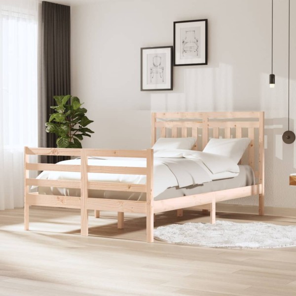 Estructura de cama madera maciza 4FT pequeña doble 120x190 cm Estructura de cama madera maciza 4FT pequeña doble 120x190 cm