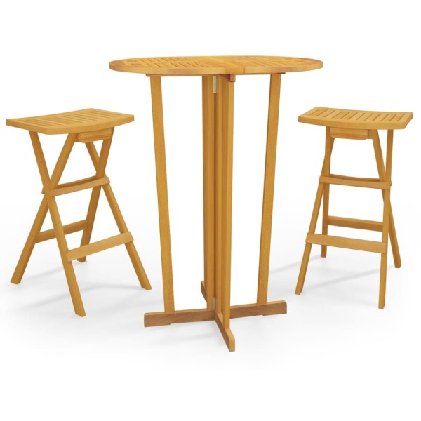 Set de bar plegable 3 piezas madera maciza de teca Set de bar plegable 3 piezas madera maciza de teca