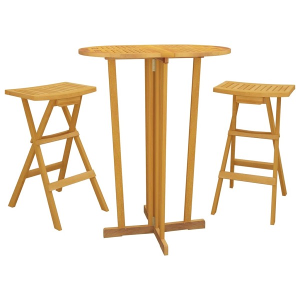 Set de bar plegable 3 piezas madera maciza de teca Set de bar plegable 3 piezas madera maciza de teca