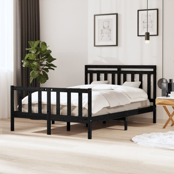 Estructura de cama de madera maciza negro 140x200 cm Estructura de cama de madera maciza negro 140x200 cm
