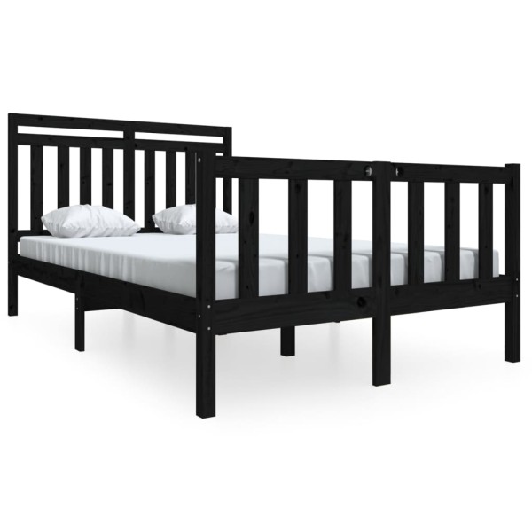 Estructura de cama de madera maciza negro 140x200 cm Estructura de cama de madera maciza negro 140x200 cm