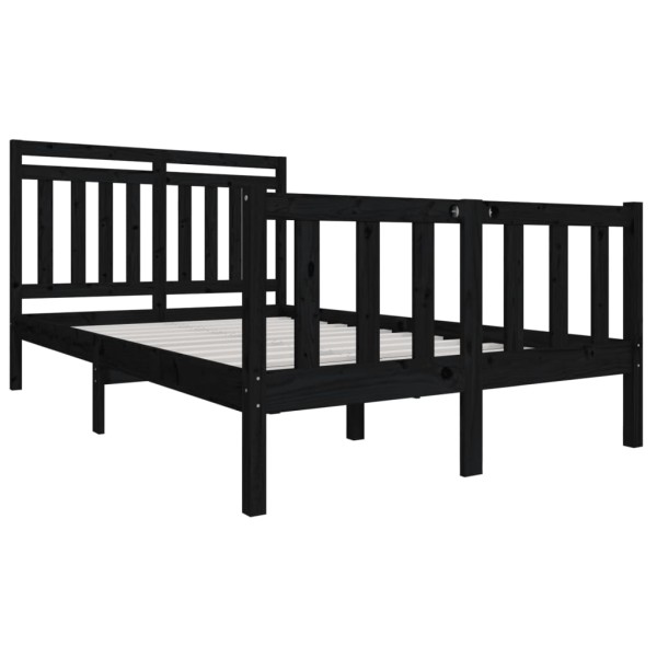 Estructura de cama de madera maciza negro 140x200 cm Estructura de cama de madera maciza negro 140x200 cm