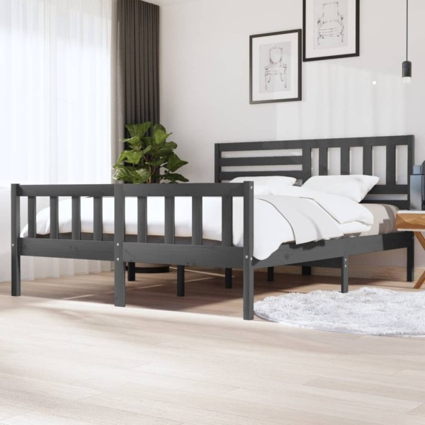 Estructura de cama de madera maciza gris 180x200 cm