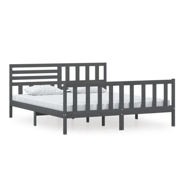 Estructura de cama de madera maciza gris 180x200 cm