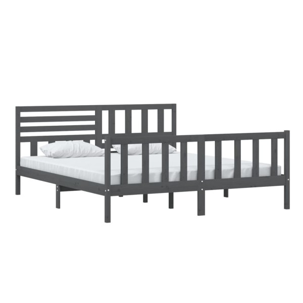 Estructura de cama de madera maciza gris 180x200 cm