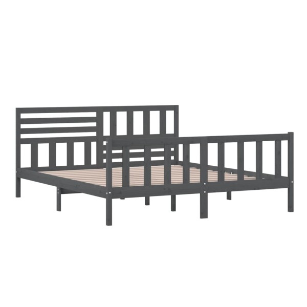 Estructura de cama de madera maciza gris 180x200 cm