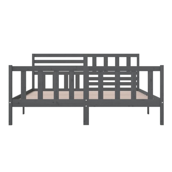Estructura de cama de madera maciza gris 180x200 cm