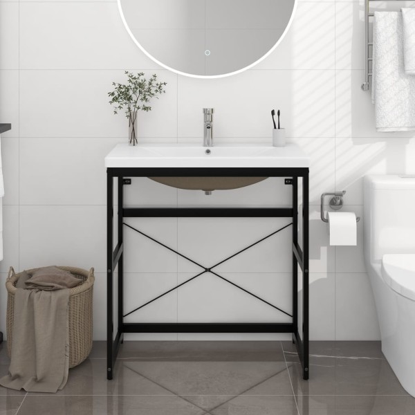 Estructura de baño con lavabo incorporado hierro negro Estructura de baño con lavabo incorporado hierro negro
