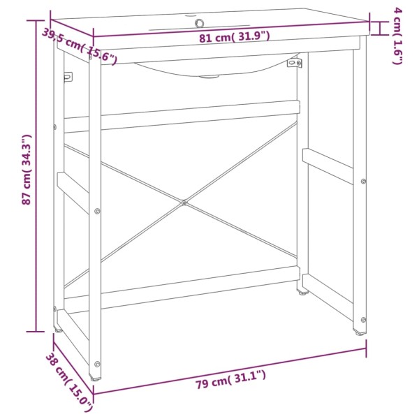 Estructura de baño con lavabo incorporado hierro negro Estructura de baño con lavabo incorporado hierro negro