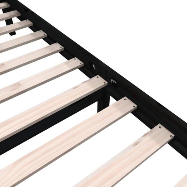 Estructura de cama madera maciza de pino negro 135x190 cm Estructura de cama madera maciza de pino negro 135x190 cm