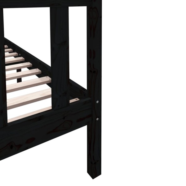 Estructura de cama madera maciza de pino negro 135x190 cm Estructura de cama madera maciza de pino negro 135x190 cm
