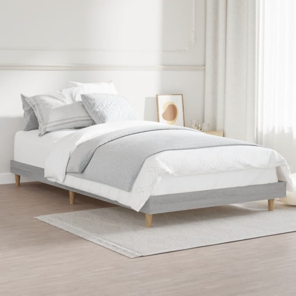 Estructura de cama madera contrachapada gris Sonoma 100x200 cm