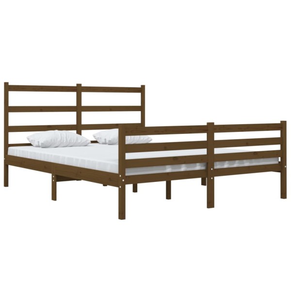 Estructura de cama doble pequeña madera pino marrón 120x190 cm Estructura de cama doble pequeña madera pino marrón 120x190 cm