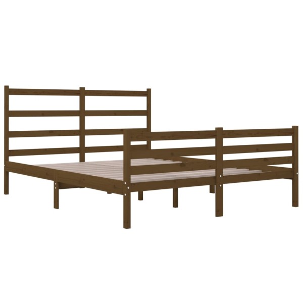 Estructura de cama doble pequeña madera pino marrón 120x190 cm Estructura de cama doble pequeña madera pino marrón 120x190 cm