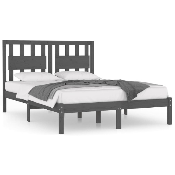 Estructura de cama madera maciza pino gris king size 150x200 cm Estructura de cama madera maciza pino gris king size 150x200 cm