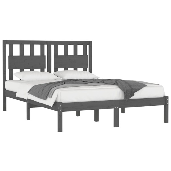 Estructura de cama madera maciza pino gris king size 150x200 cm Estructura de cama madera maciza pino gris king size 150x200 cm
