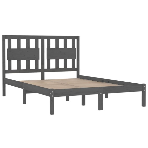 Estructura de cama madera maciza pino gris king size 150x200 cm Estructura de cama madera maciza pino gris king size 150x200 cm