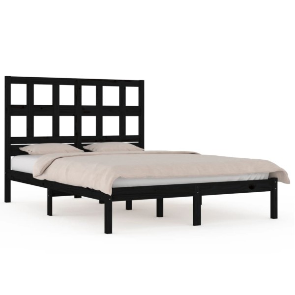 Estructura de cama madera maciza super king negro 180x200 cm