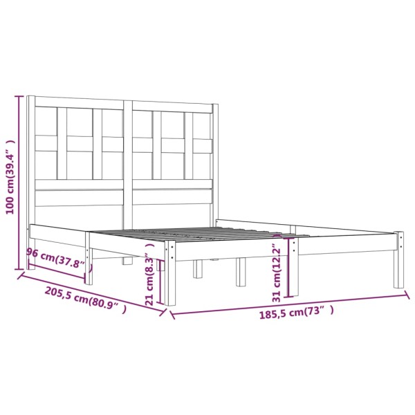 Estructura de cama madera maciza super king negro 180x200 cm