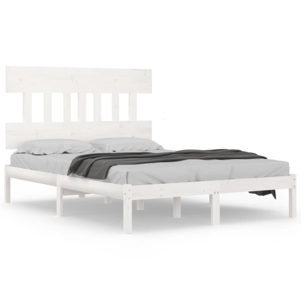 Estructura de cama de madera maciza blanca 140x200 cm Estructura de cama de madera maciza blanca 140x200 cm