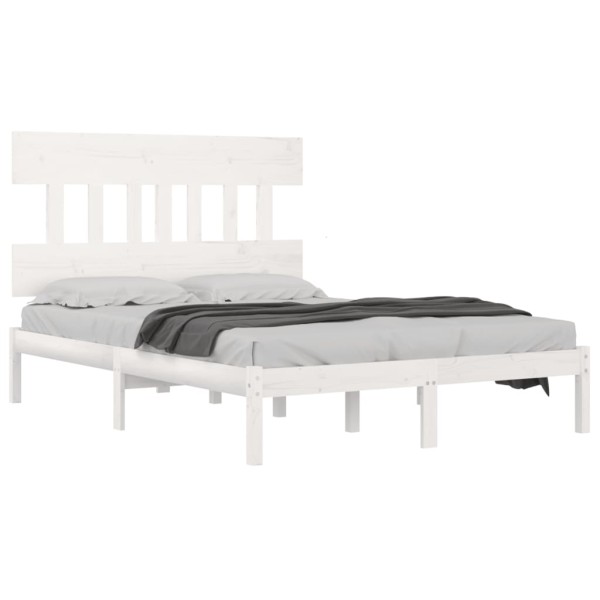 Estructura de cama de madera maciza blanca 140x200 cm Estructura de cama de madera maciza blanca 140x200 cm