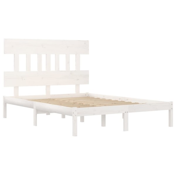Estructura de cama de madera maciza blanca 140x200 cm Estructura de cama de madera maciza blanca 140x200 cm