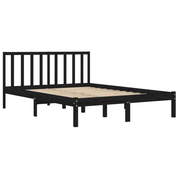 Estructura cama madera maciza pino doble negra 120x190 cm Estructura cama madera maciza pino doble negra 120x190 cm