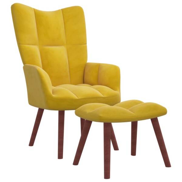 Sillón de relax con taburete terciopelo amarillo mostaza Sillón de relax con taburete terciopelo amarillo mostaza