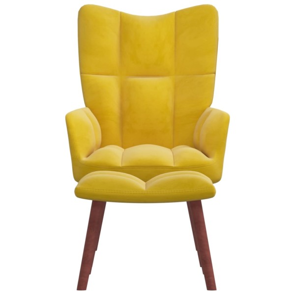 Sillón de relax con taburete terciopelo amarillo mostaza Sillón de relax con taburete terciopelo amarillo mostaza
