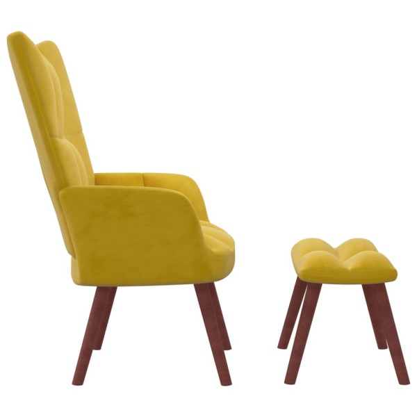 Sillón de relax con taburete terciopelo amarillo mostaza Sillón de relax con taburete terciopelo amarillo mostaza