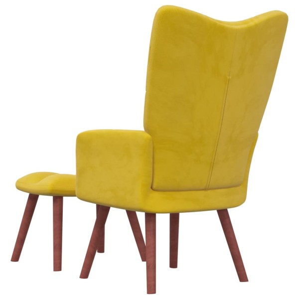 Sillón de relax con taburete terciopelo amarillo mostaza Sillón de relax con taburete terciopelo amarillo mostaza