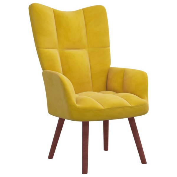 Sillón de relax con taburete terciopelo amarillo mostaza Sillón de relax con taburete terciopelo amarillo mostaza