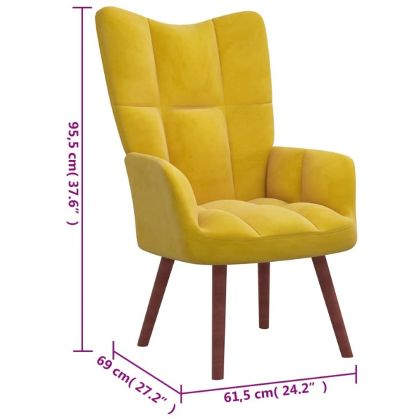 Sillón de relax con taburete terciopelo amarillo mostaza Sillón de relax con taburete terciopelo amarillo mostaza