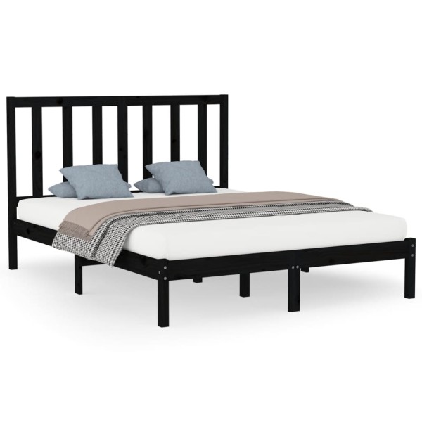 Estructura de cama de madera maciza negra 160x200 cm Estructura de cama de madera maciza negra 160x200 cm