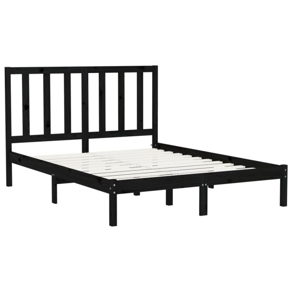 Estructura de cama de madera maciza negra 160x200 cm Estructura de cama de madera maciza negra 160x200 cm